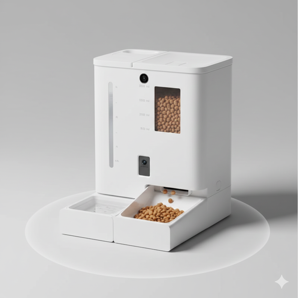 موزع طعام للقطط أوتوماتيكي مع كاميرا، WiFi 5G/2.4G، فيديو HD بدقة 2K ورؤية ليلية، تشغيل سهل عبر التطبيق، تنبيهات انخفاض الطعام وسدّه، سعة كبيرة للطعام والماء